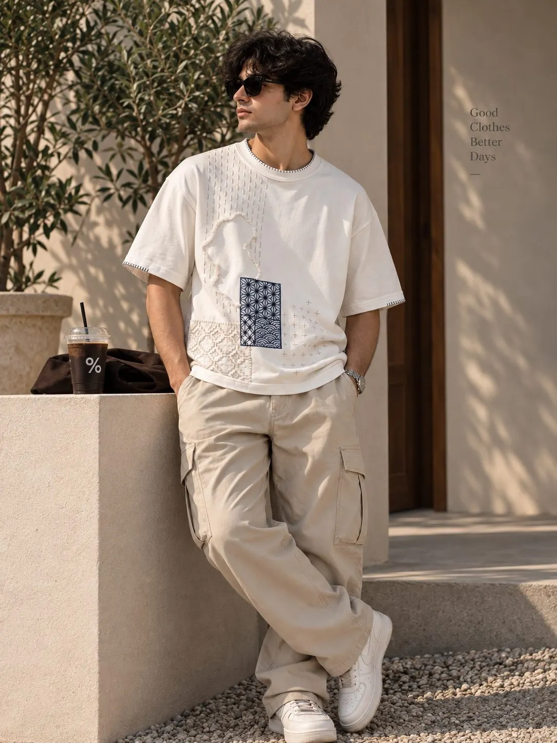 Ivory Sashiko Tee
