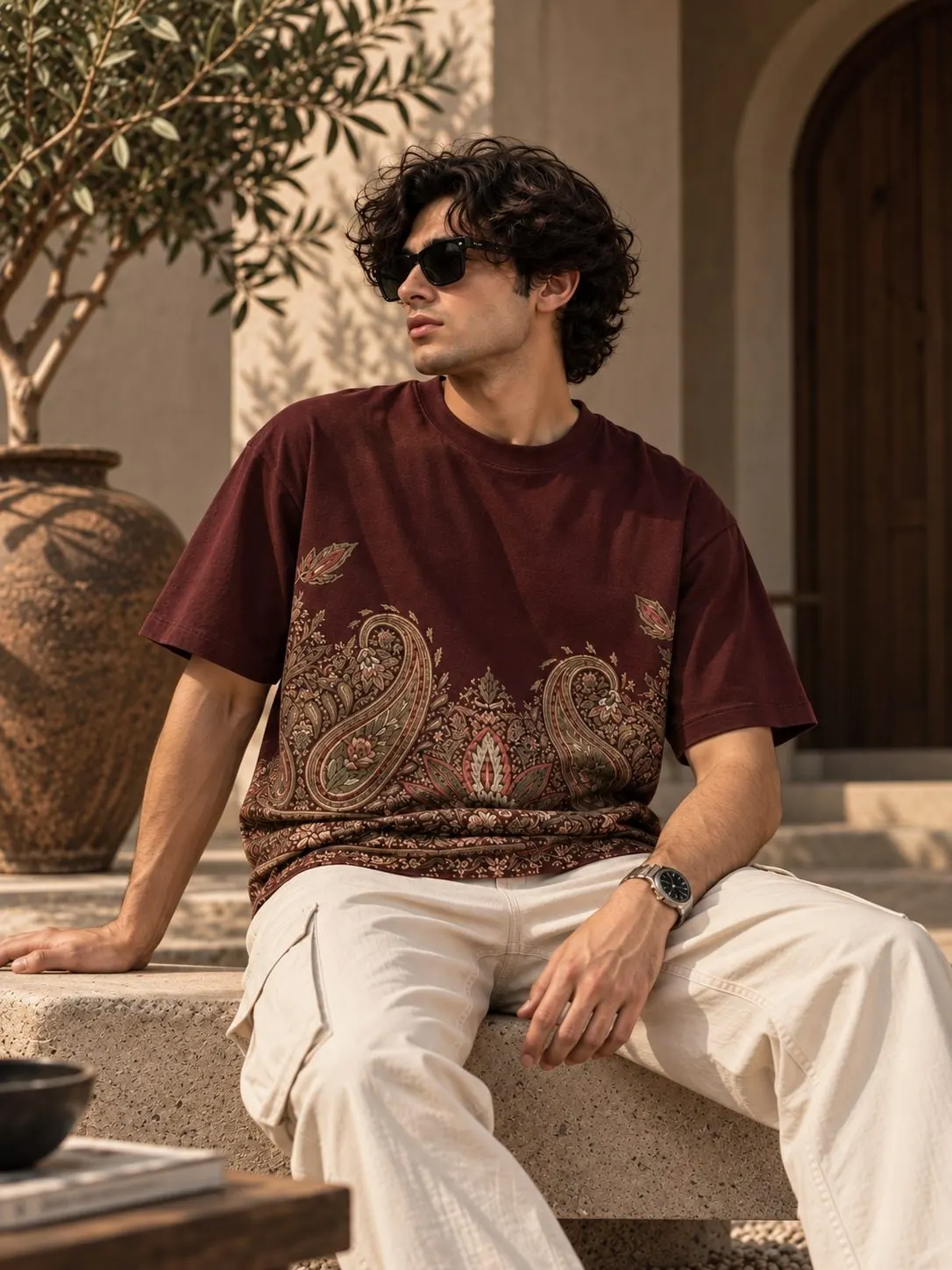 Oxblood Paisley Tee